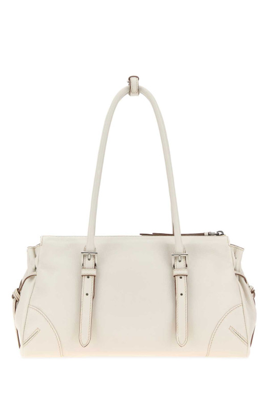 Кожаная сумка через плечо Prada Bonnie среднего размера цвета «мел» (PRADA (BG6282HF2)) 1BG6282HF2