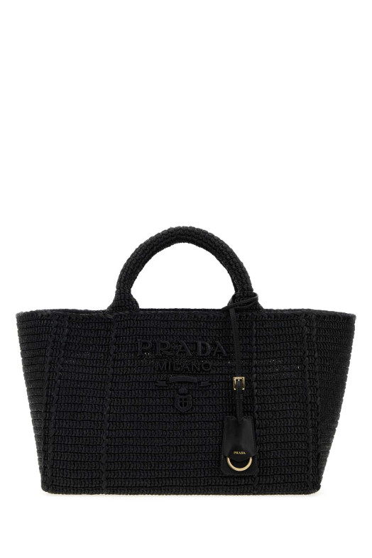 Черная сумка для покупок из рафии Black PRADA (1BG635VOUO2M2T)