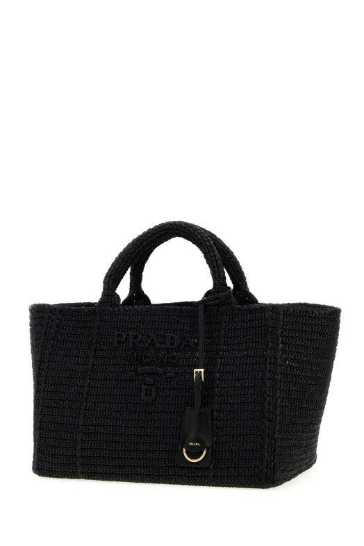Черная сумка для покупок из рафии Black PRADA (1BG635VOUO2M2T)