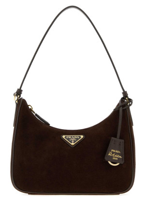Коричнева замшева сумка через плече Prada Re-Edition 2005 від PRADA (1N204W2G64)