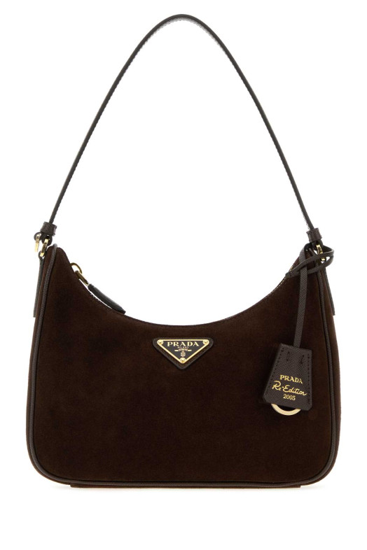 Коричневая замшевая сумка через плечо Prada Re-Edition 2005 PRADA (1N204W2G64)