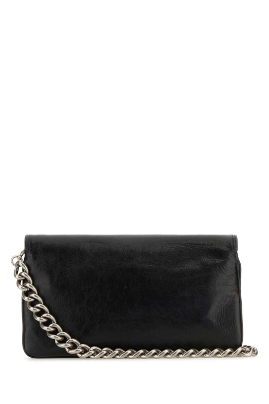 Black leather medium BB Soft Flap clutch Black BALENCIAGA (7485962AAI4)