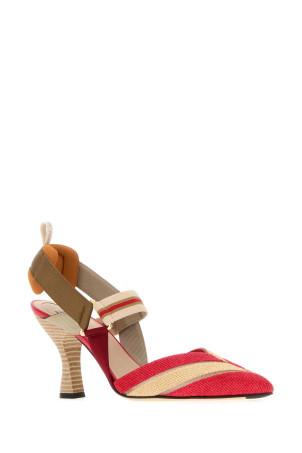 Embroidered raffia ColibrÃ¬ pumps FENDI (8J8805AY1K)