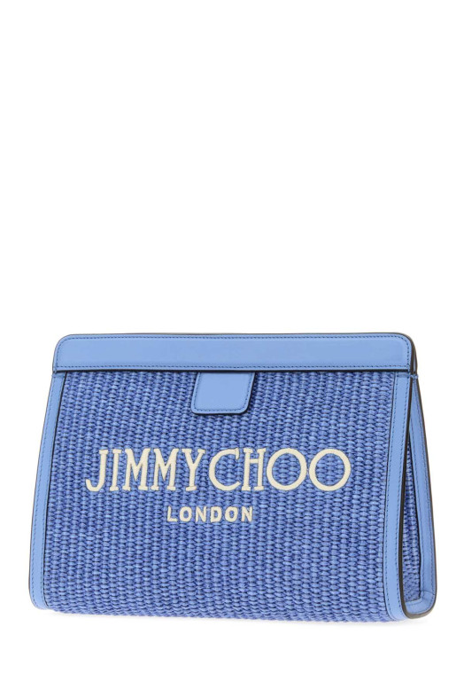 Светло-голубой клатч из рафии Avenue London от JIMMY CHOO (AVENUEPOUCHJYC)