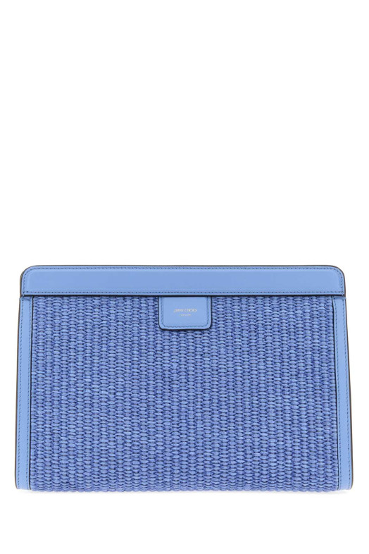 Светло-голубой клатч из рафии Avenue London от JIMMY CHOO (AVENUEPOUCHJYC)