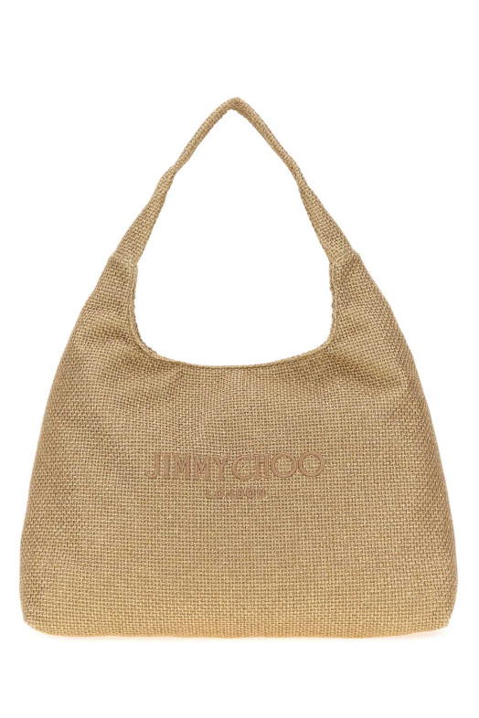 Сумка для покупок Gold raffia Beach DMND от JIMMY CHOO (BEACHDMNDHOBOLTYJ)
