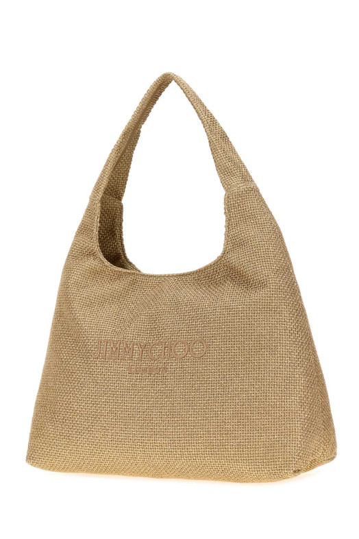 Сумка для покупок Gold raffia Beach DMND от JIMMY CHOO (BEACHDMNDHOBOLTYJ)