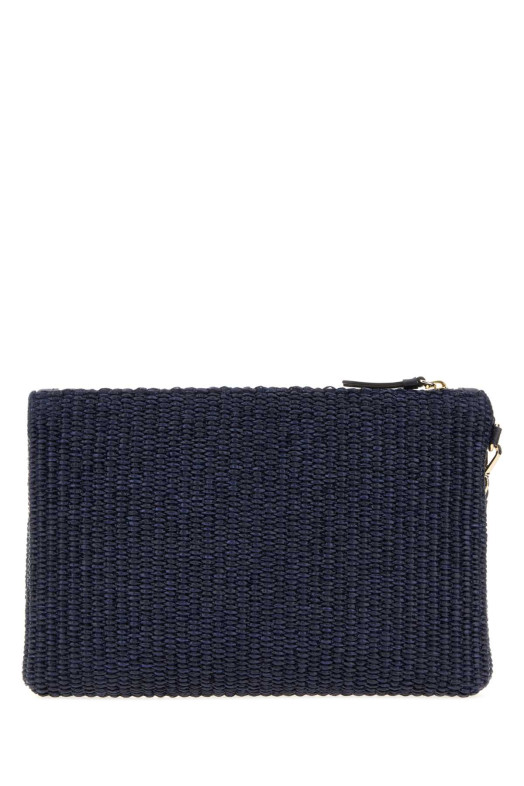 Клатч из рафии цвета «полуночный синий» JIMMY CHOO (ZIPPEDFLATPOUCHJYN)