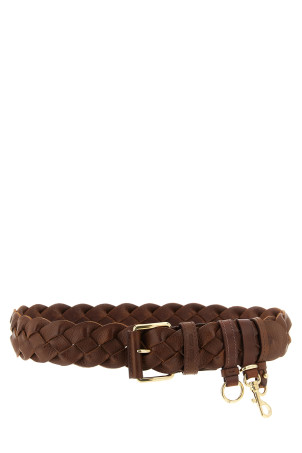Шкіряний плетений ремінь, коричневий MIU MIU 5CC7222G7VF0005