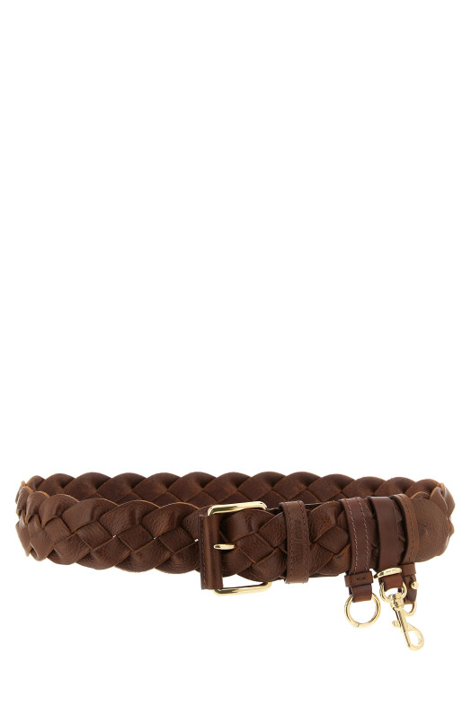 Кожаный плетеный ремень, коричневый MIU MIU 5CC7222G7VF0005