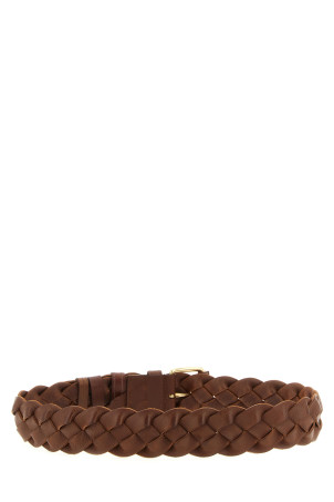 Шкіряний плетений ремінь, коричневий MIU MIU 5CC7222G7VF0005