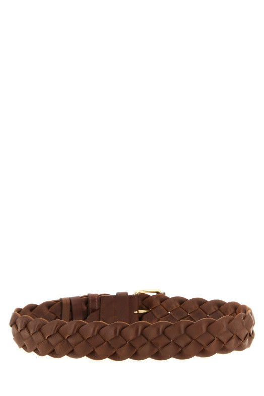 Кожаный плетеный ремень, коричневый MIU MIU 5CC7222G7VF0005