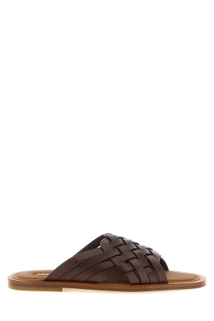 Сандалі з вощеної шкіри, коричневі MIU MIU 5XX678FA0153ZN8F0201