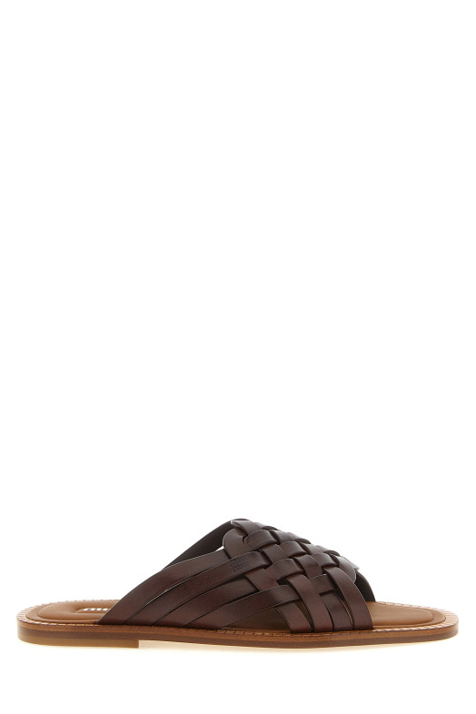 Сандалии из вощеной кожи, коричневые MIU MIU 5XX678FA0153ZN8F0201