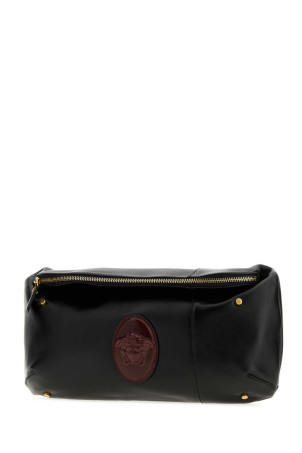 Чорна сумка-пояс з шкіри наппа Lou від VERSACE (10232581A17449)