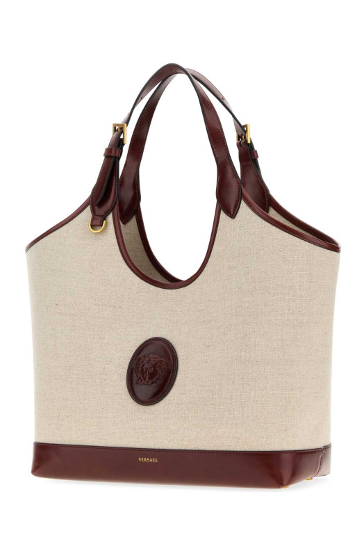 Большая холщовая сумка для покупок Rivière цвета капучино от VERSACE (10243231A17864)