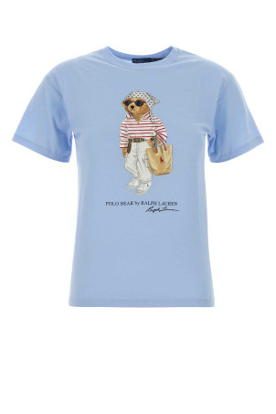 Голубая хлопковая футболка POLO RALPH LAUREN (211A12734)