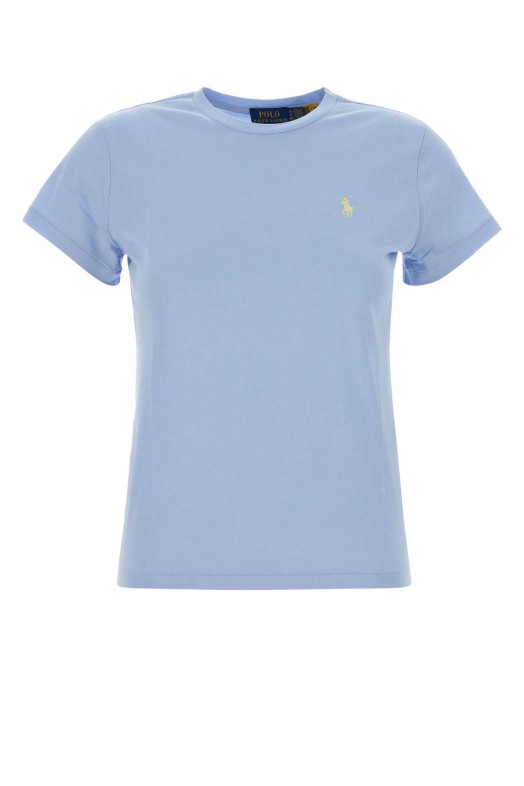 Голубая хлопковая футболка POLO RALPH LAUREN (211B14605)