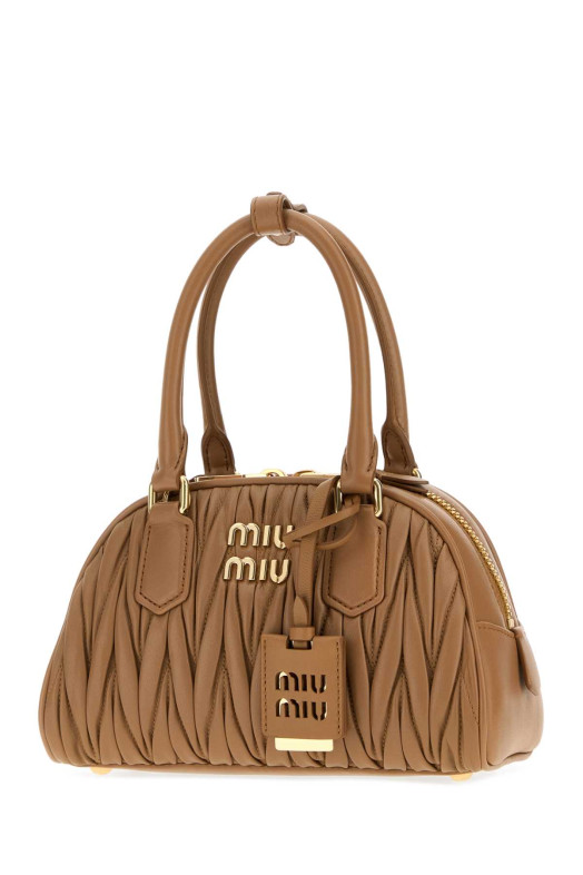Сумка Arcadie из кожи наппа цвета «верблюжий» от MIU MIU (5BB191VOLOAN88)