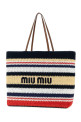 Embroidered rafia and cotton shopping bag MIU MIU (5BG2282DO3)
