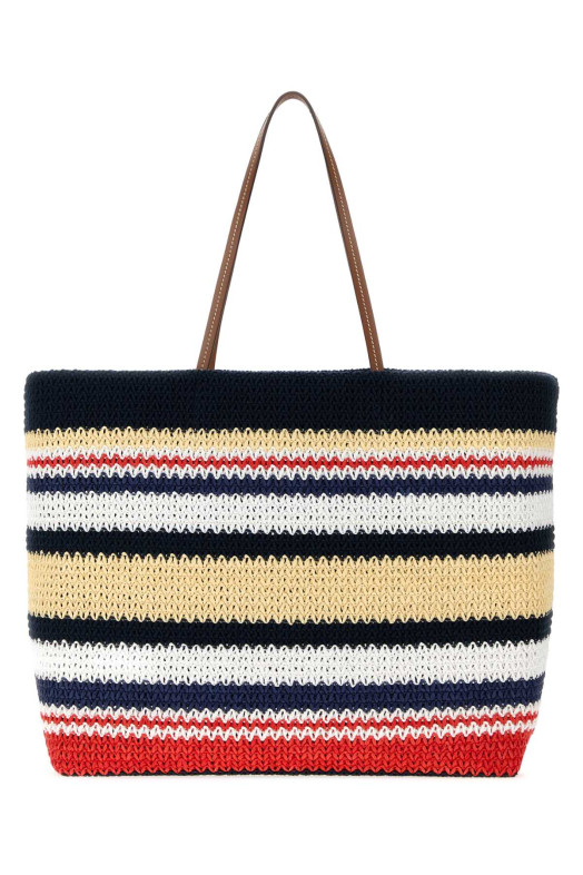 Embroidered rafia and cotton shopping bag MIU MIU (5BG2282DO3)