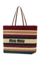 Embroidered rafia and cotton shopping bag MIU MIU (5BG2282DO3)
