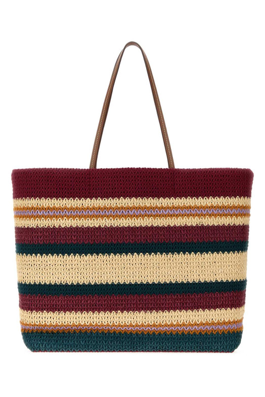 Embroidered rafia and cotton shopping bag MIU MIU (5BG2282DO3)