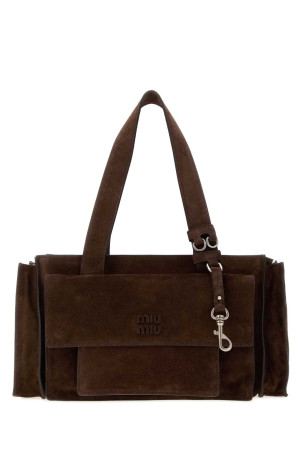 Dark brown suede Utilitaire shopping bag MIU MIU (5BG335VPOO2CSS)
