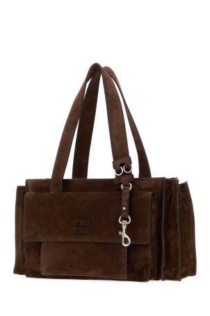 Dark brown suede Utilitaire shopping bag MIU MIU (5BG335VPOO2CSS)