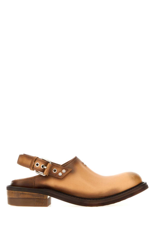 Camel leather Foule slippers MIU MIU (5R667EFA0455OD)