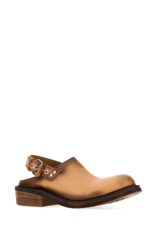 Camel leather Foule slippers MIU MIU (5R667EFA0455OD)