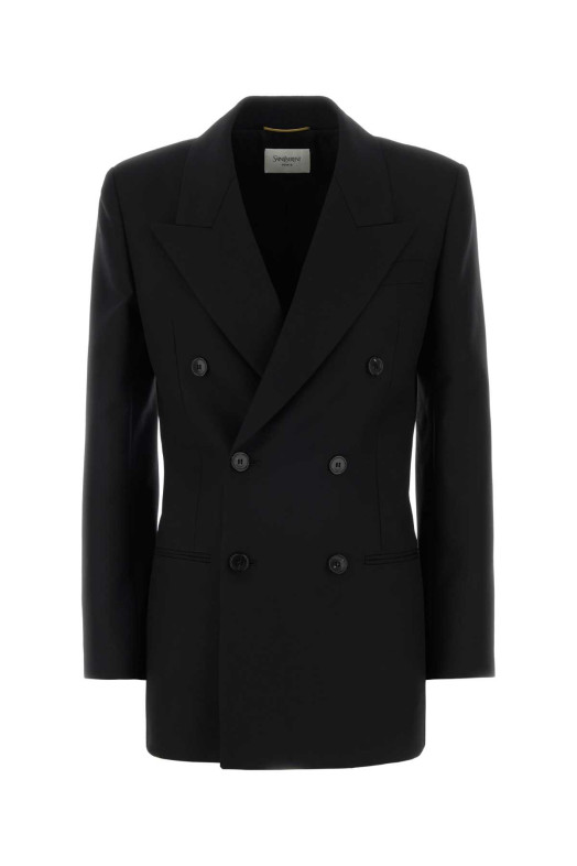 Черный шерстяной блейзер SAINT LAURENT (830671Y2J02)