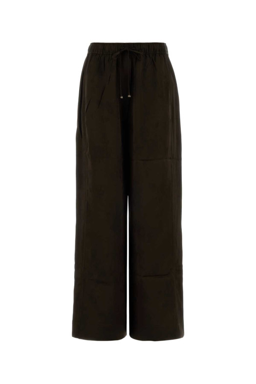 Шоколадно-коричневые брюки с широкими брючинами из сатина GANNI (A1080120)