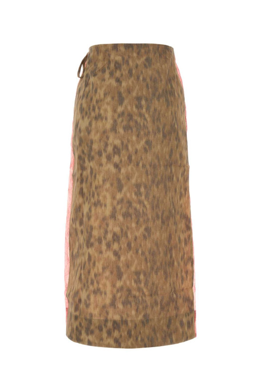 Юбка из органзы с принтом и эластичного хлопка GANNI (A1090197)