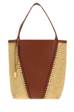 Двоколірна сумка для покупок Chloé Spin з рафії та шкіри CHLOE (CH26US811R60) CHLOÉ