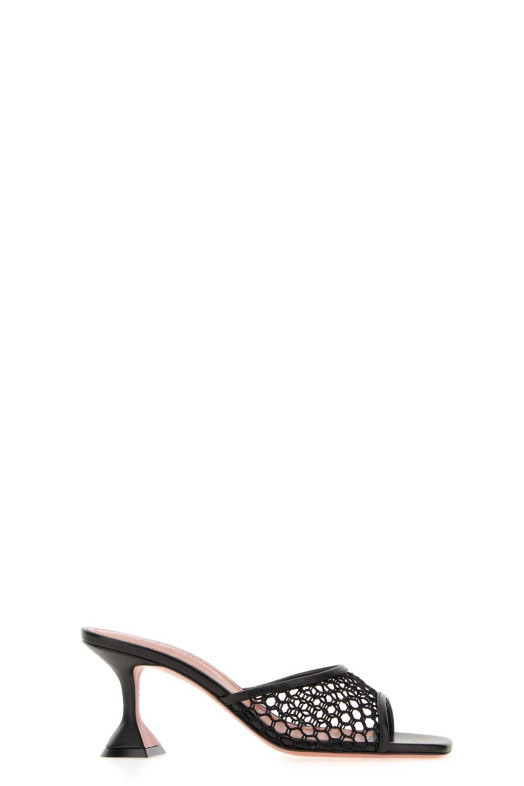 Black leather and mesh Lupita Net mules Black AMINA MUADDI (LUPITANETSLIPPER70)