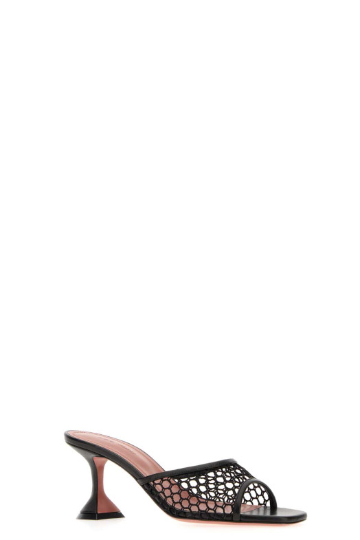 Black leather and mesh Lupita Net mules Black AMINA MUADDI (LUPITANETSLIPPER70)