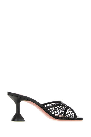 Black leather and mesh Lupita Net mules Black AMINA MUADDI (LUPITANETSLIPPER70)