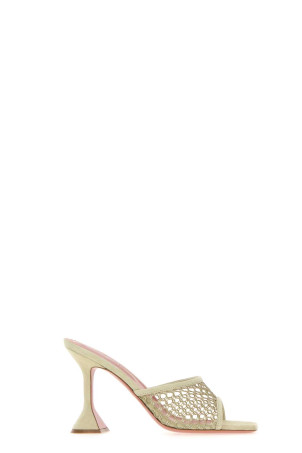 Sage green suede and mesh Lupita Net mules Brown AMINA MUADDI (LUPITANETSLIPPER95)