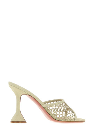 Sage green suede and mesh Lupita Net mules Brown AMINA MUADDI (LUPITANETSLIPPER95)