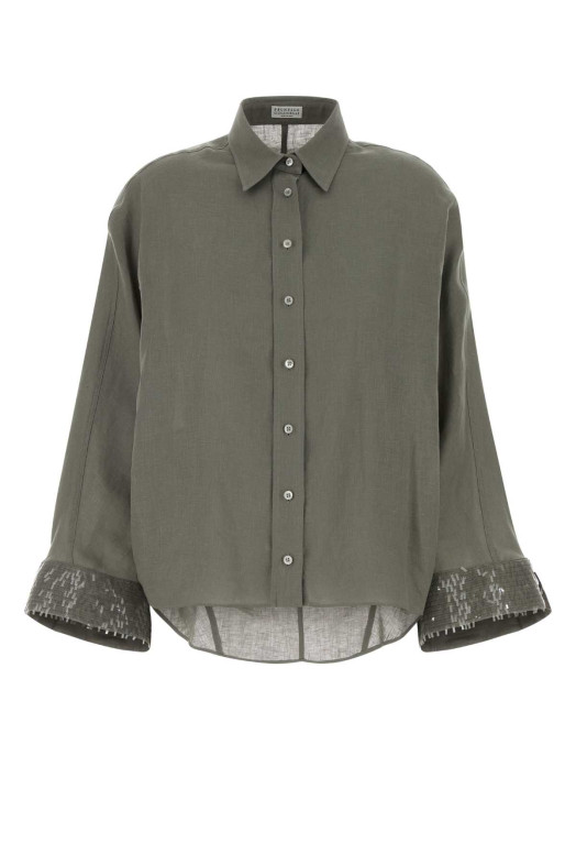 Sage green linen shirt BRUNELLO CUCINELLI (MA698RH316)