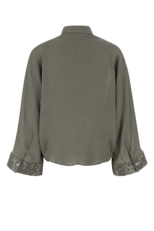 Сорочка з льону салатового кольору BRUNELLO CUCINELLI (MA698RH316)