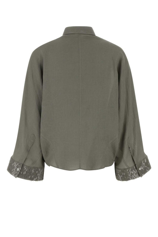 Sage green linen shirt BRUNELLO CUCINELLI (MA698RH316)