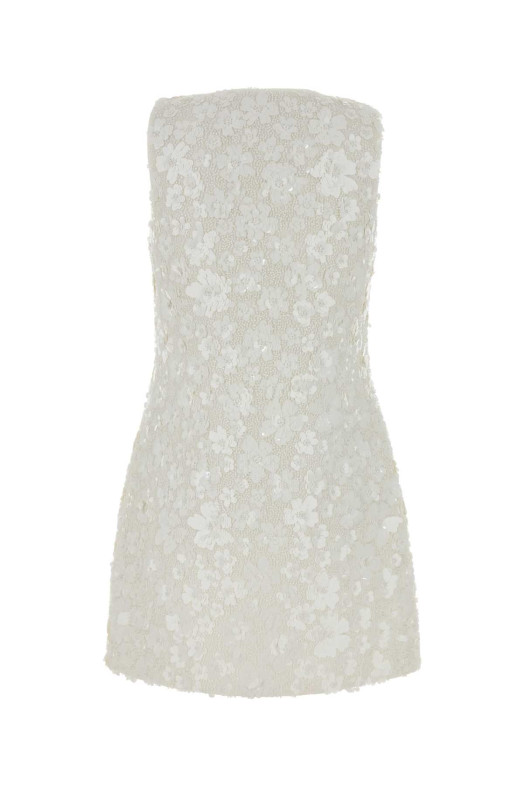 Мини-платье из эластичного полиэстера с декоративными элементами, белого цвета, MICHAEL BY MICHAEL KORS (MS6834YHHS)