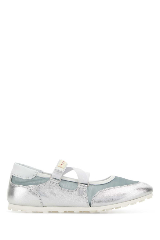 Silver mesh and leather Soccer Retro ballerinas MARNI (SNZW020900P7709)