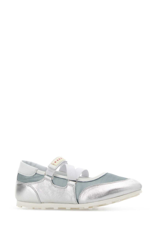 Silver mesh and leather Soccer Retro ballerinas MARNI (SNZW020900P7709)