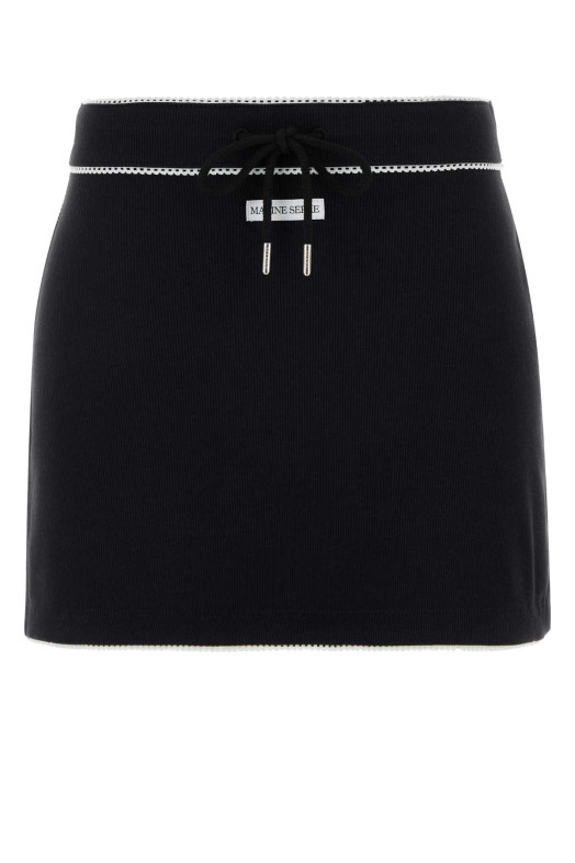 Черная мини-юбка из эластичного хлопка MARINE SERRE (WSK133ACJER0011)