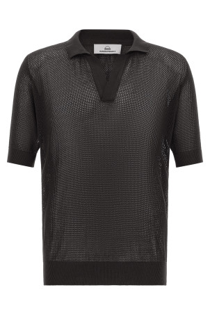 Ажурна бавовняна сорочка-поло, коричнева PR74000RA24