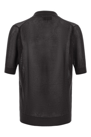 Ажурна бавовняна сорочка-поло, коричнева PR74000RA24