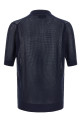 Ажурная хлопковая рубашка-поло, синего цвета PR74000RA23